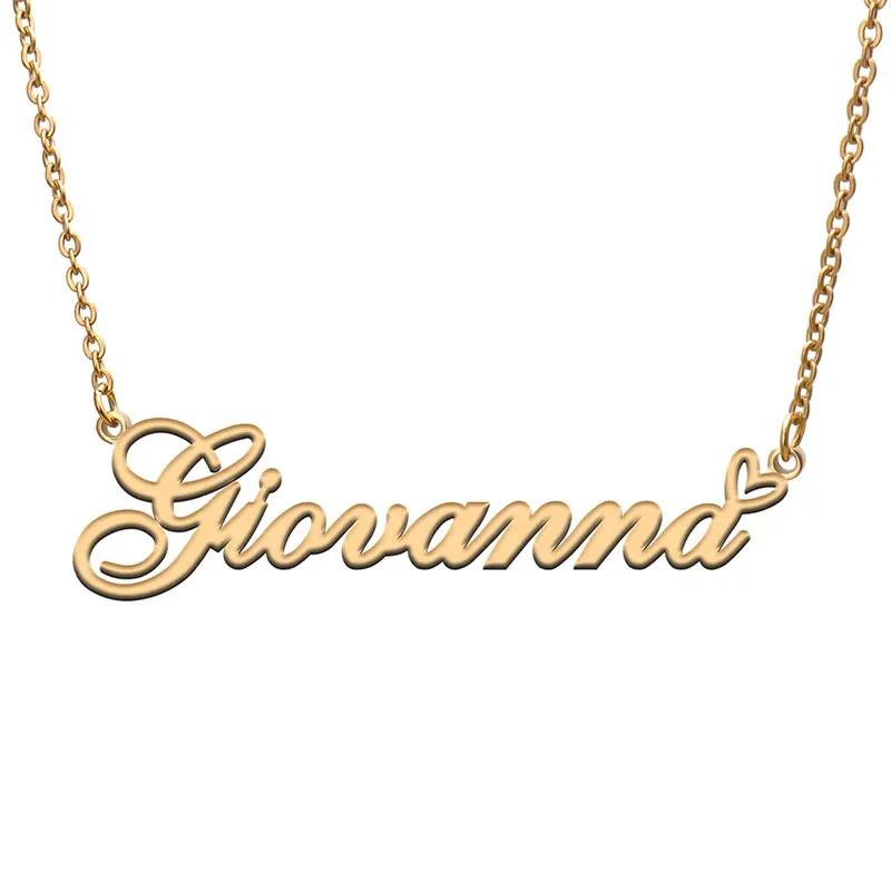 

Heart with Giovanna Name Necklace for Women Stainless Steel Nameplate Pendant Femme Mother Child Girls Gift