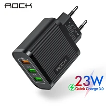 ROCK 23 Вт QC 3,0 3 USB зарядное устройство для iPhone 11 X samsung Xiaomi супер быстрый дорожный настенный адаптер зарядного устройства для мобильного телефона Быстрая зарядка