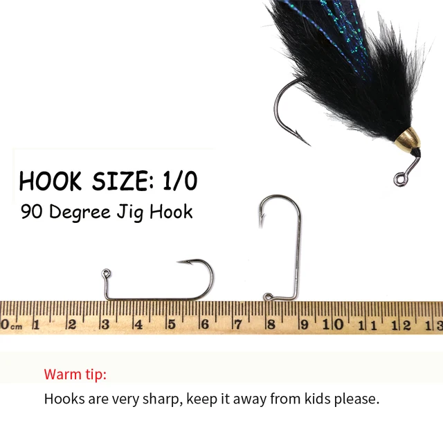 Wifreo 3pcs 90° Jig Hook Cone Copper Bead Head Pike Bass Streamer