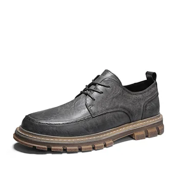 

Men Casual Leather Shoes Work Safety Shoes Winter Waterproof leather boots imitation steel nails thickened hard shoes *A968