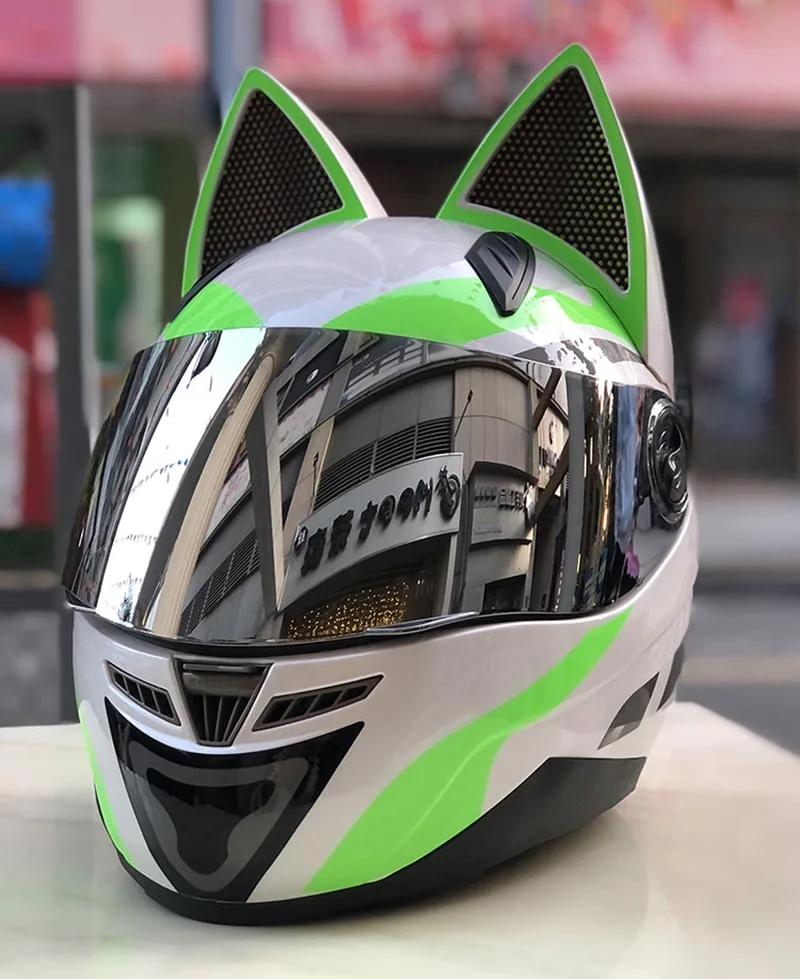 Fashion Lovely Cat Ear Motorcycle Helmet Women Personality Capacete
