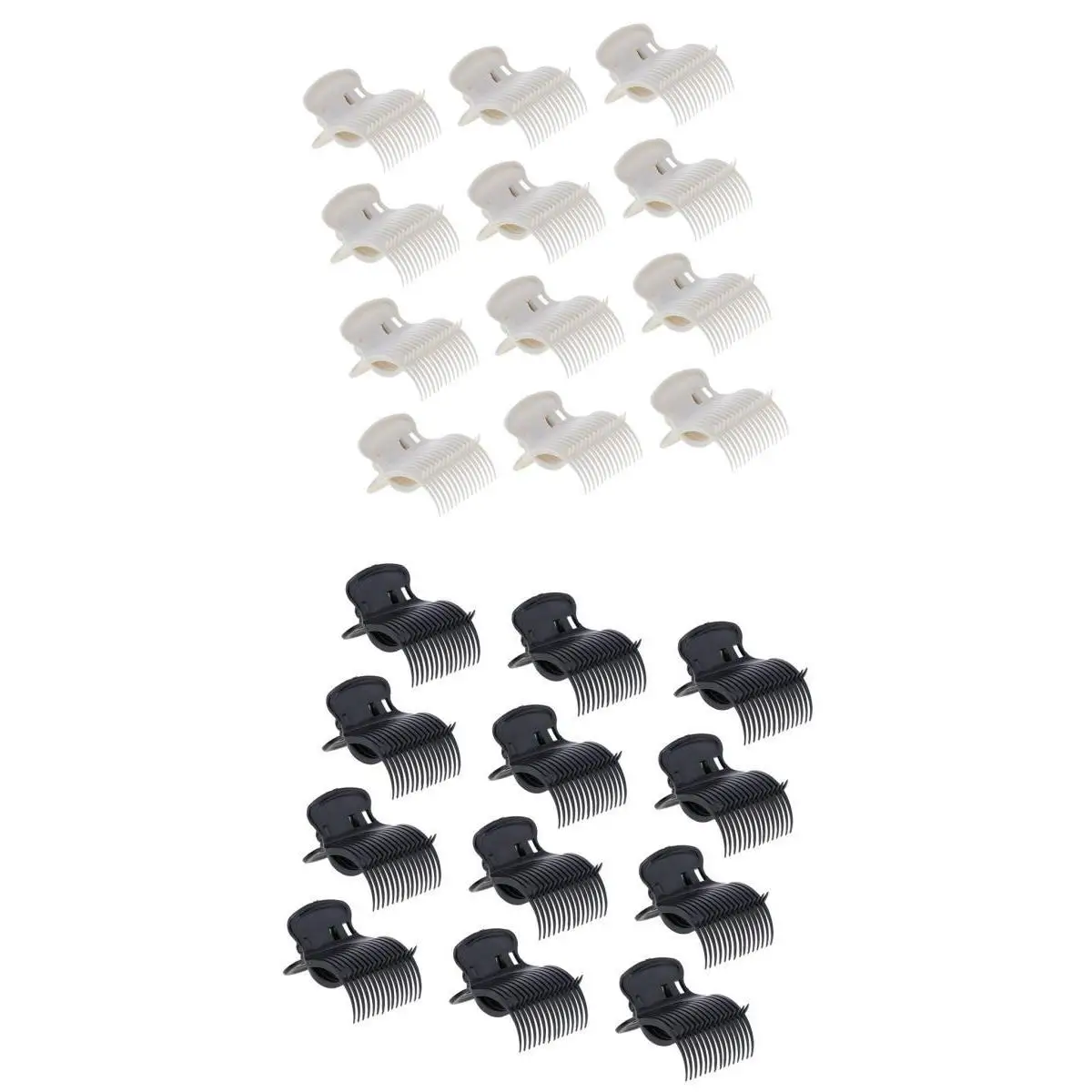 24Pcs Salon Plastic Hot Roller Super Clips Hair Curler Claw Clamps for Women, Beige+Black