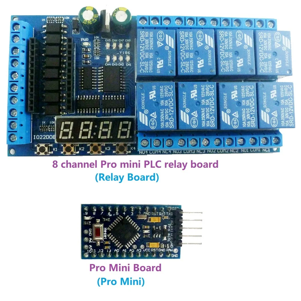 DC 12V 8 Channel Pro mini PLC плата реле Щит модуль для Arduino многофункциональный таймер задержки переключатель доска - Габаритные размеры: RelayBoard ProMini