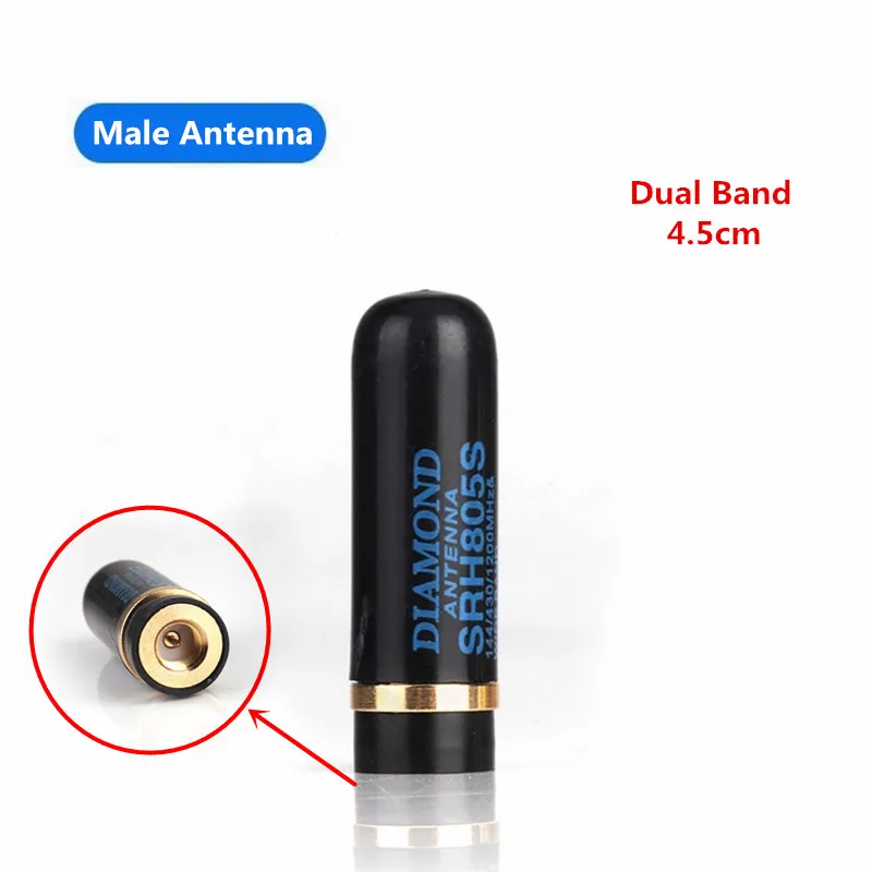 Diamante Mini/Short Srh Dual Band Uhf/Vhf 144/430 Mhz 2.15Dbi Sma-Maschio Antenna For Two Way Radio Baofeng Tyt Yaesu