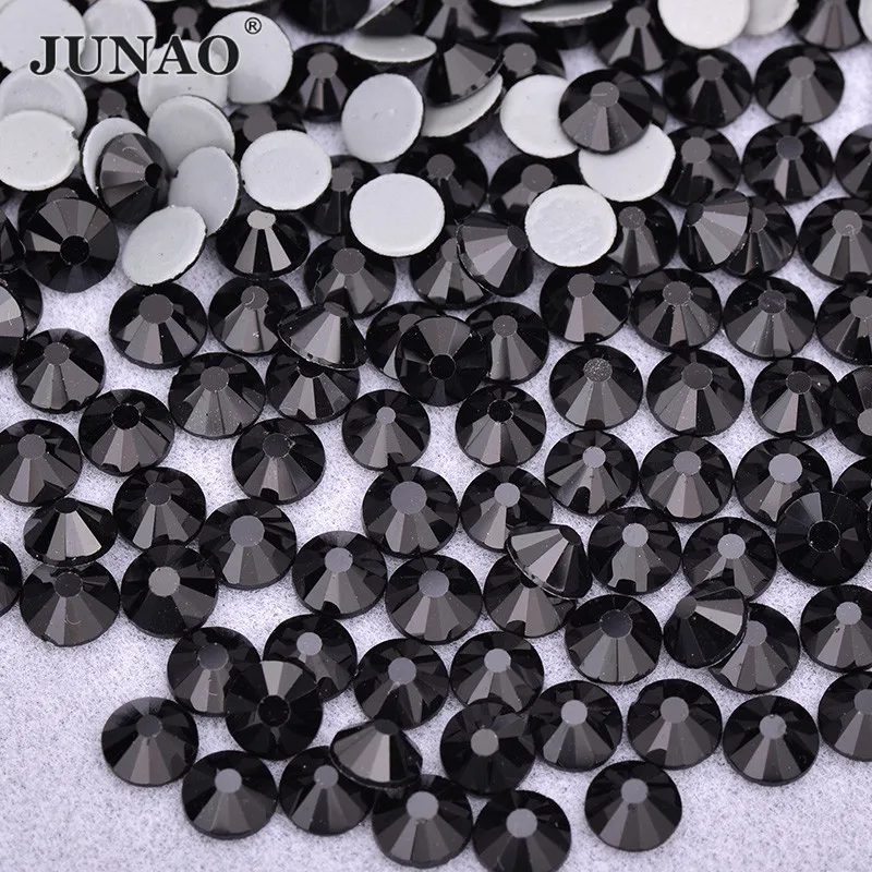 JUNAO SS6 8 10 16 20 30 черные стразы для горячей фиксации железные аппликация горячая