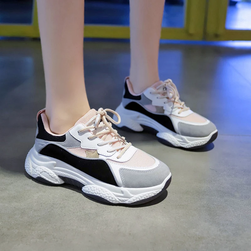Women's Chunky Sneakers Fashion Women Platform Shoes Lace Up Vulcanize Shoes Womens Female Trainers Dad Shoes sneakers women