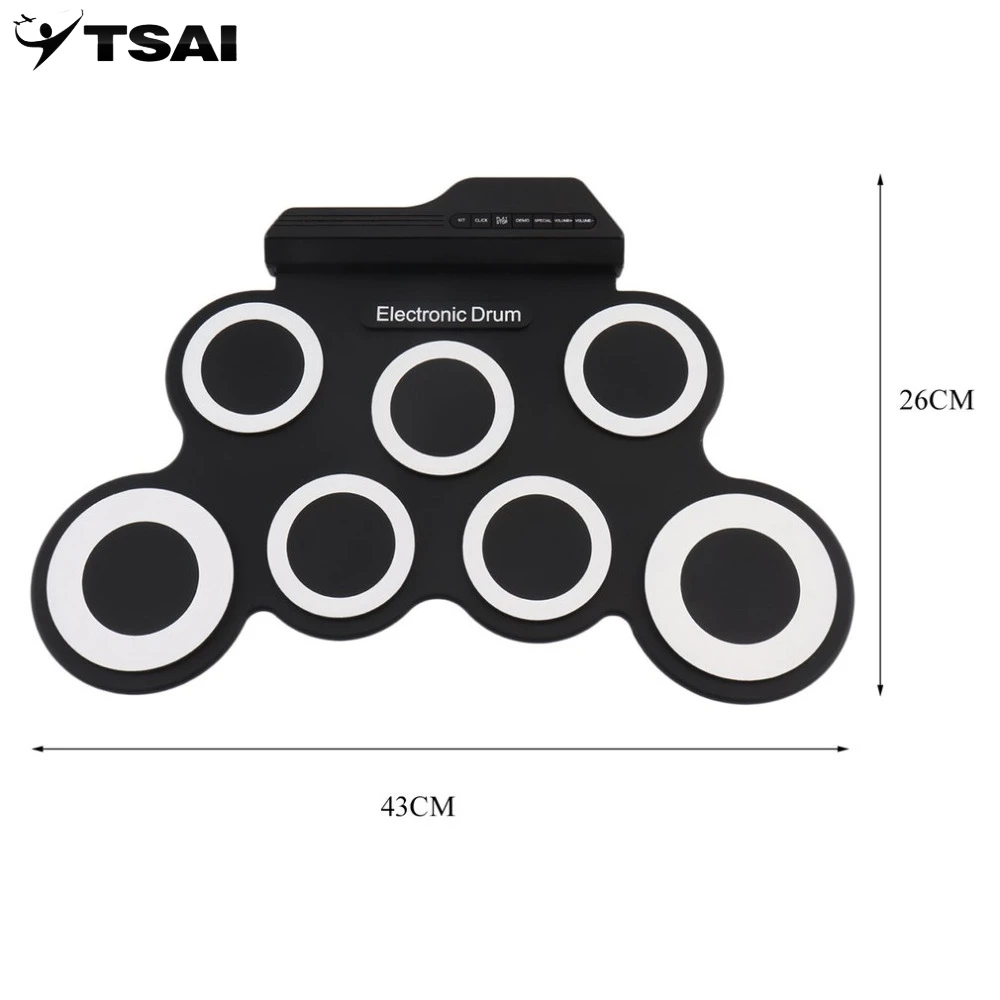

HOT Electronic Drum Pad Portable Digital Drum 7 Silicon Pad With Foot Pedals USB Charging Musical Instrument
