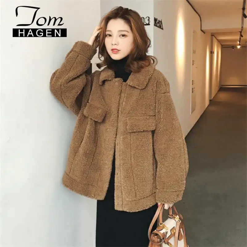 Women Coat and Jacket Crop Korean Boyfriend Warm Casual Luxury College Fall Fleece Thicken Short Wool | Женская одежда
