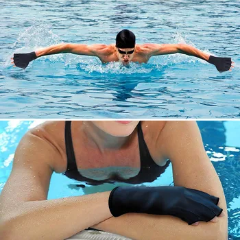 

1 Pair Swimming Gloves Aquatic Fitness Water Resistance Aqua Fit Paddle Training Fingerless Gloves FOU99