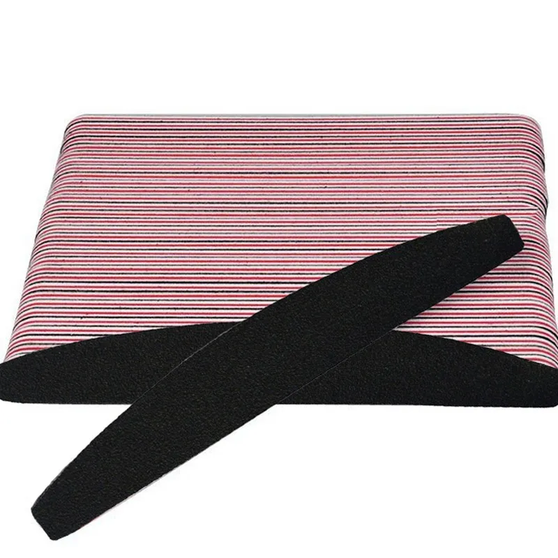 

50pcs Nail File Buffer Salon Glitter Nail Files 100/180 Grit Manicure Tools Black Sanding Paper File For Gel Polish Makartt