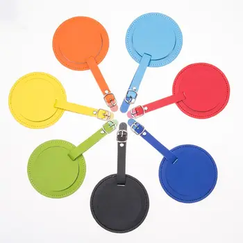 

Round Luggage Tag Leather Suitcase Label Bag Pendant Handbag Name ID Address Tags Travel Accessories