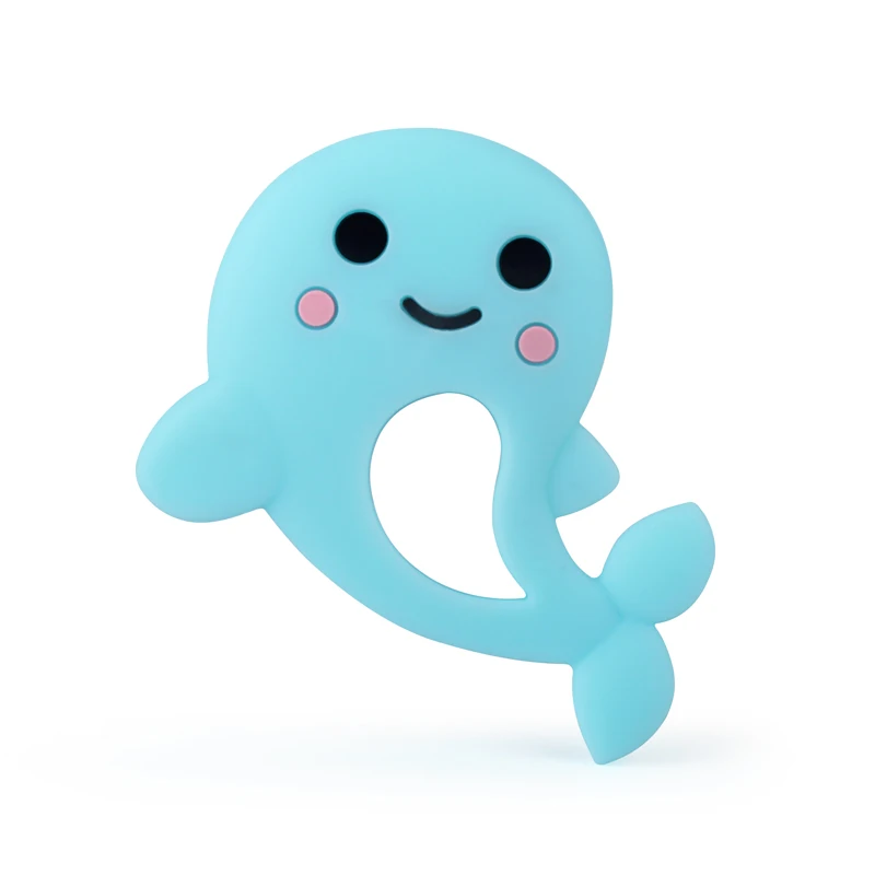 Keep& grow Dolphin силиконовый Прорезыватель для зубов, латексная игрушка для прорезывания зубов, подарок для ребенка, силиконовый Прорезыватель для зубов, ожерелье, аксессуары - Цвет: 06 Turquoise-1pc