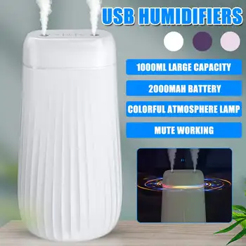 

1000ML USB Electric Humidifier Ultrasonic Air Humidifier Mini Mist Maker LED Light Mute Humidificador Air Diffuser For Home Car