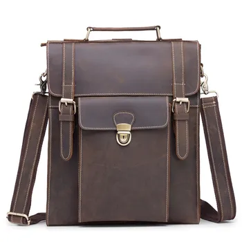 

Genuine Leather Men Backpack Rucksack Shoulder Bag Vintage Cowhide Business Laptop Bags School Daypack Knapsack Brown Coffee