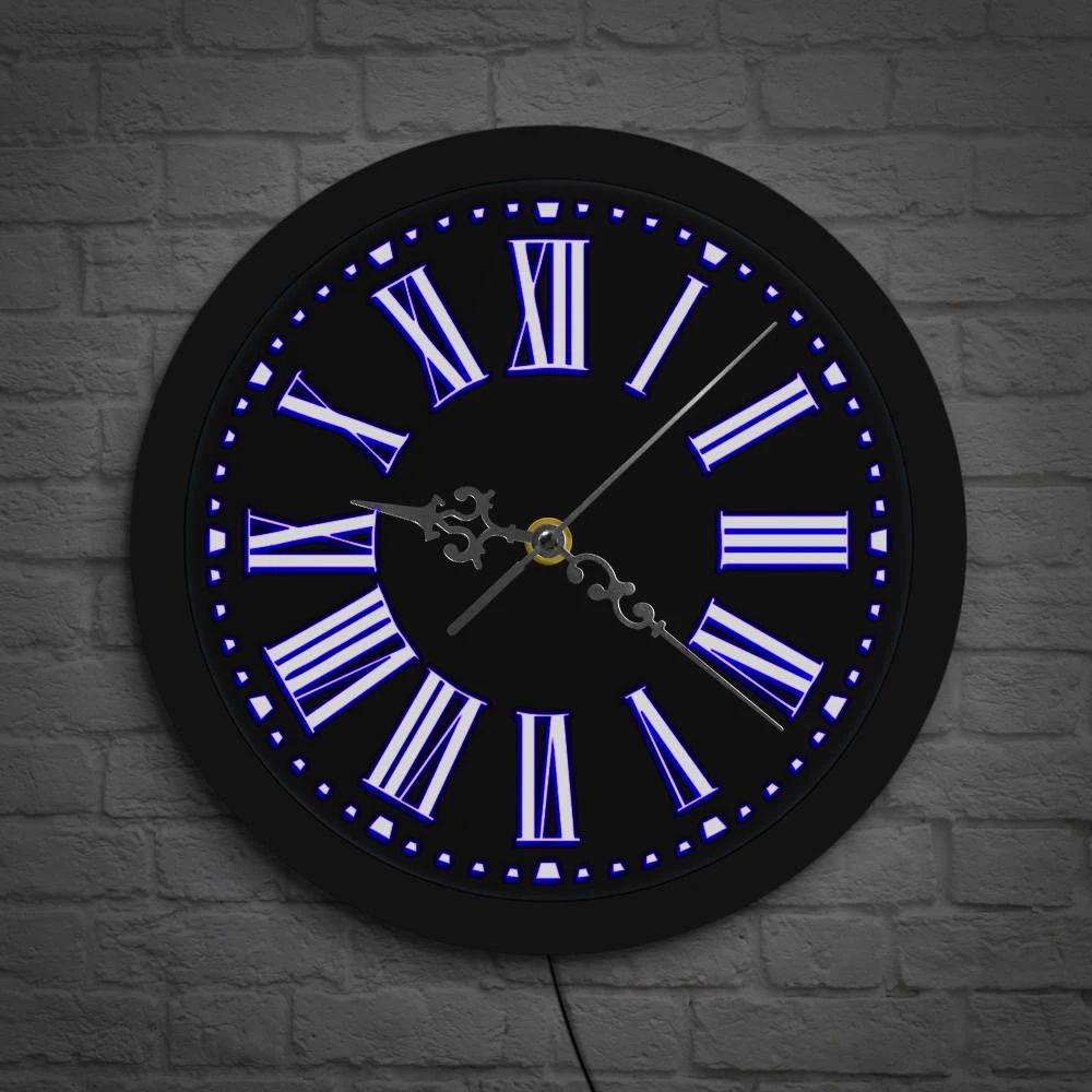 Classic Roman Numerals Retro Luminous Wall Clock Led Neon Sign Lighting Roman Numbers Wall Watch Roman Digits Night Light Decor Wall Clocks Aliexpress