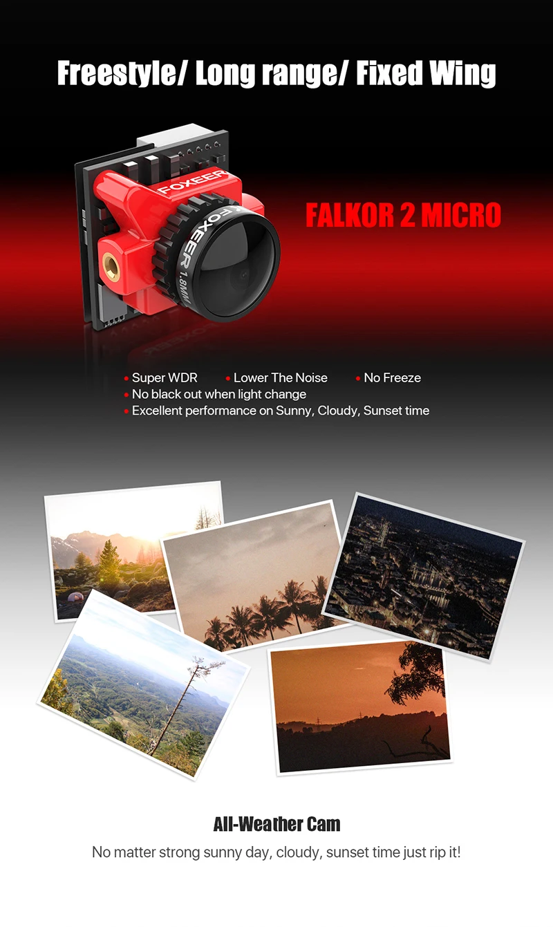 Foxeer Falkor 2 Micro 1200TVL FPV камера 1,8 мм объектив PAL/NTSC переключаемый 16:9/4:3 GWDR камера дистанционного управления для Fpv дрона