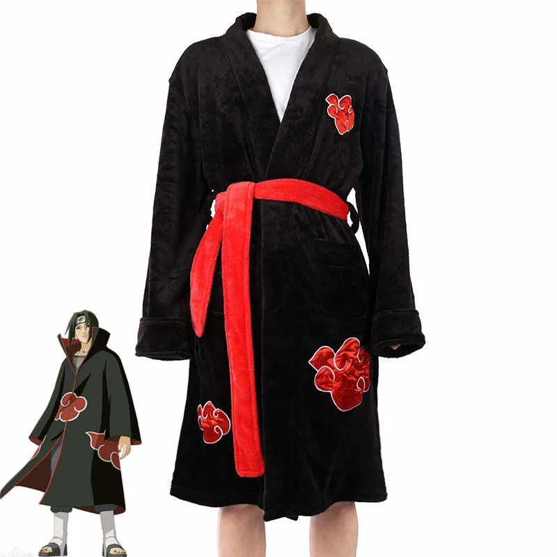 Аниме Акацуки Учиха Итачи Косплей костюмы Красный облако символ пижамы хлопок комбинезоны халат пижамы халат вечерние на Хэллоуин