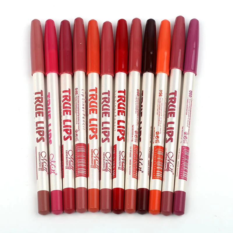 12 цветов/набор, карандаш для губ, косметика, профессиональные водостойкие стойкие Карандаши для губ, сексуальная помада для губ, красивые женские губы
