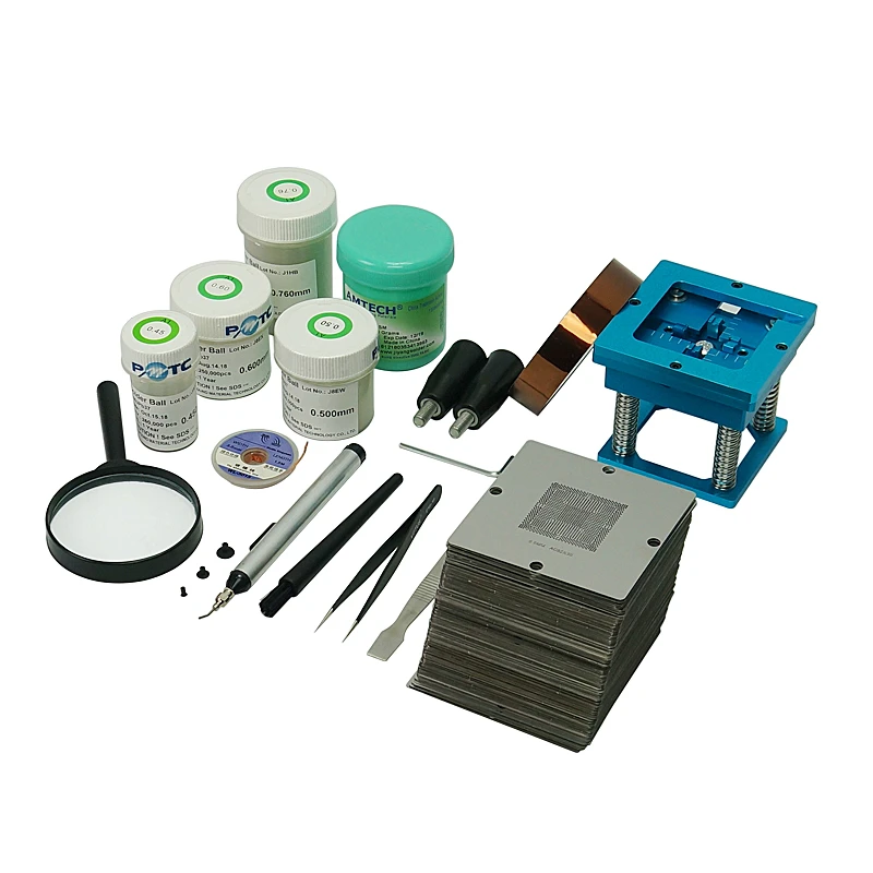 BGA Stencils 184Pcs Template BGA Reballing Station Solder Balls Solder Flux Paste Kit 90MM For Playstation Laptop Desktop Chip