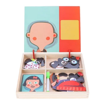 

Puzzle Double-Sided Drawing Board Magnetic Puzzle Two-In-One Toy Variety of Characters One Hundred Transforms and Dressing