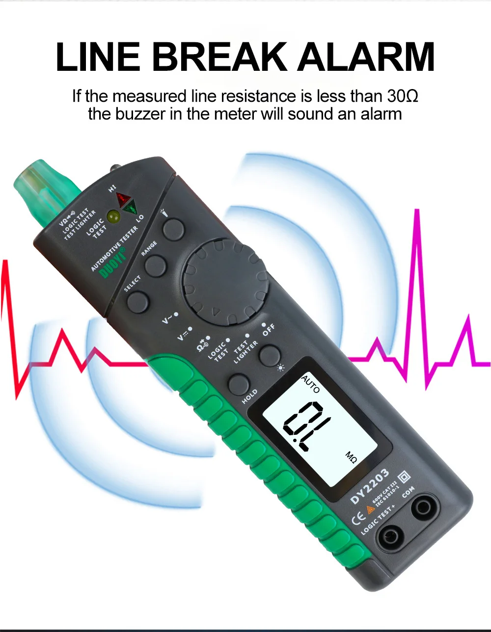 DUOYI DY2203 Automotive Digital Tester Car Circuit Tester Circuit Logic Level Aging Continuity Test Breaker Finder