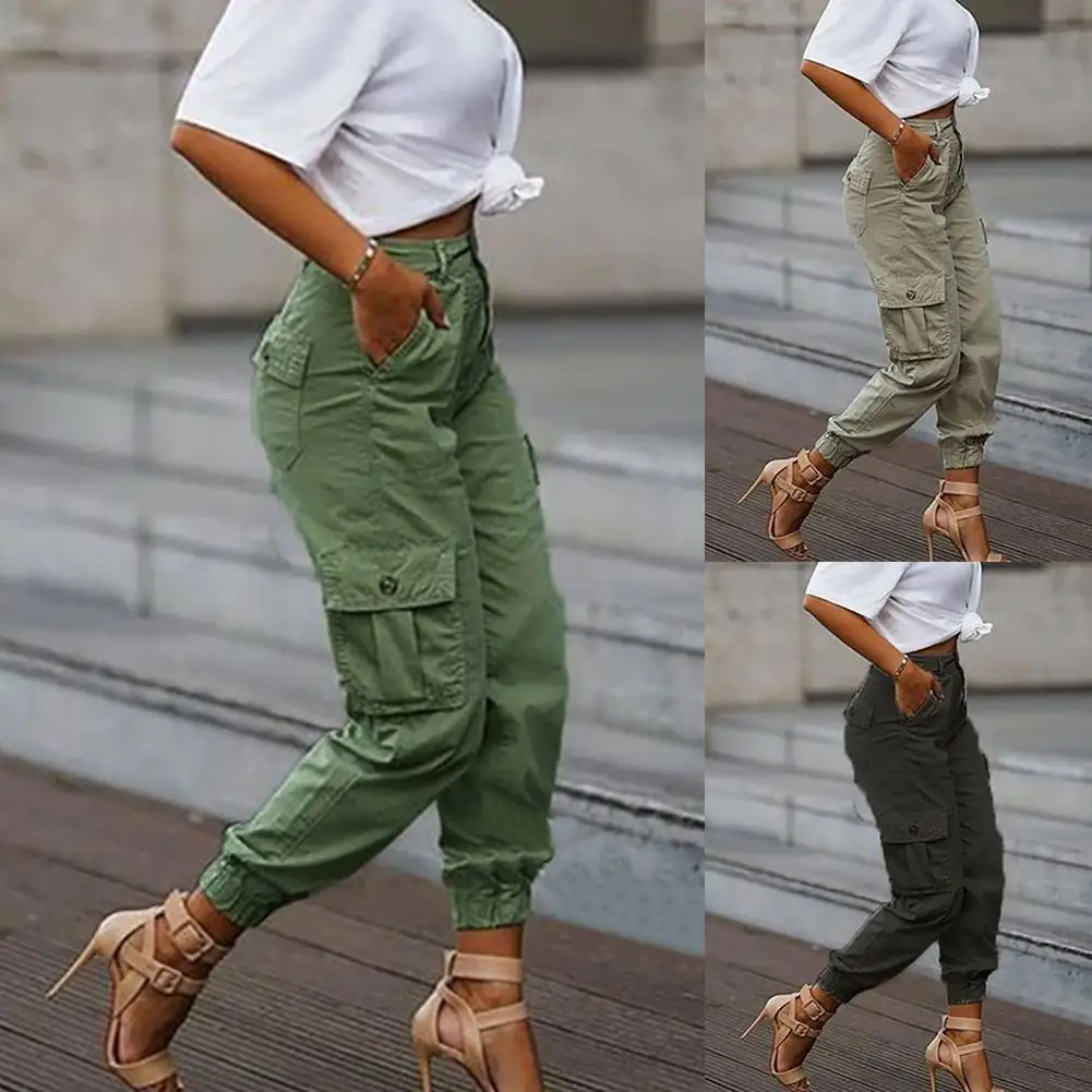Autumn Women Cargo Pants Multi Pockets 