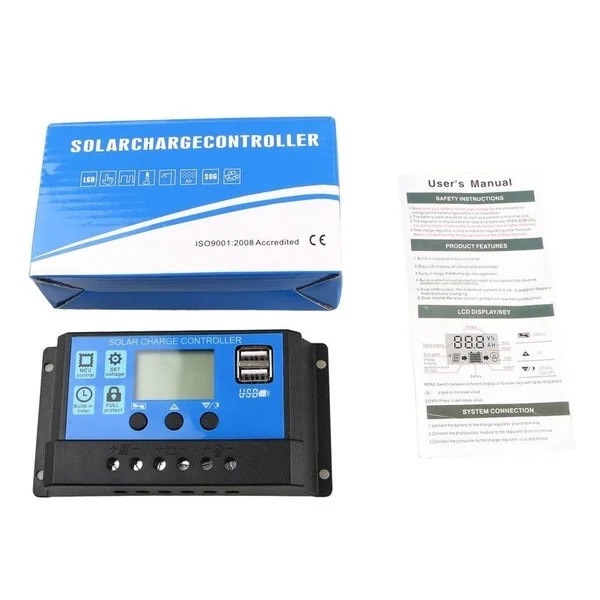 60A 50A 40A 30A 20A 10A 12V 24V режимы Auto, PWM регулятором солнечного заряда контроллер с ЖК-дисплей Dual USB 5V Выход солнечных батарей Панель регулятор PV дома