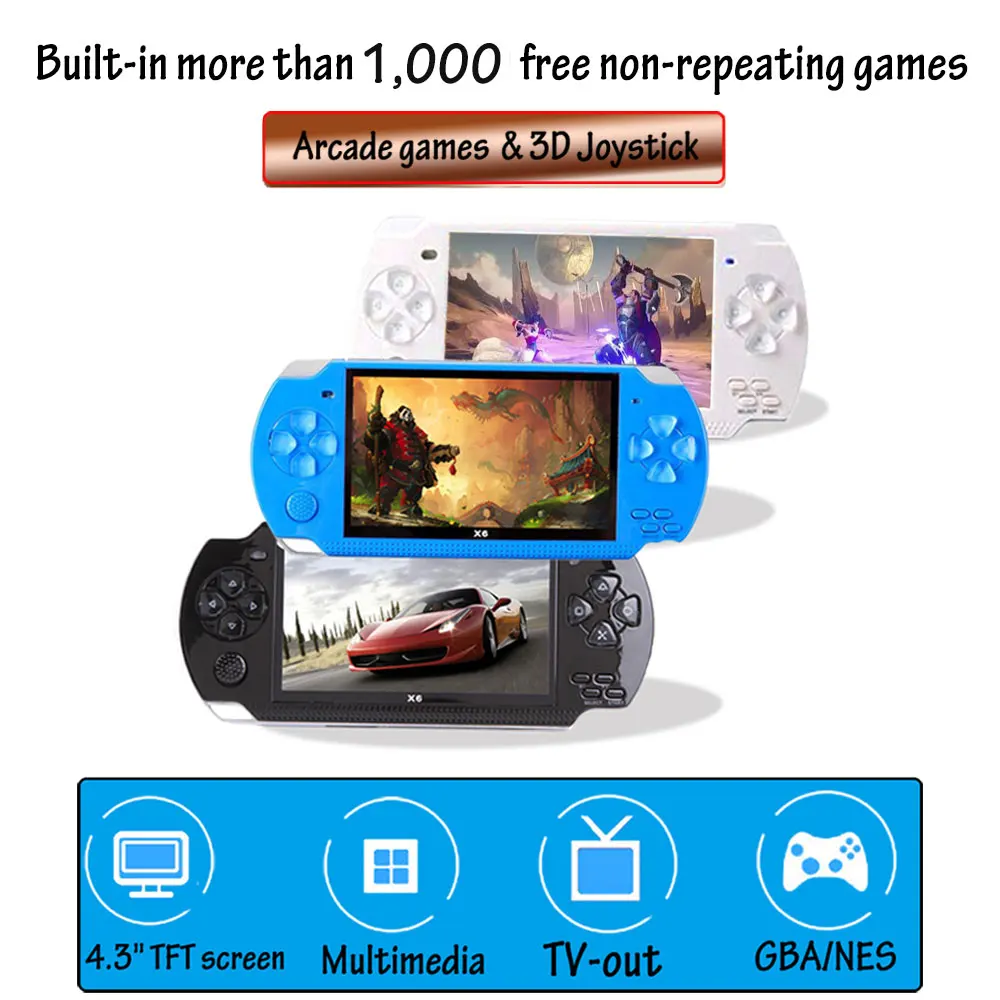 10000 игр 4 3 дюймов TFT экран 8G Видео игровая консоль плеер для PSP Ретро игры