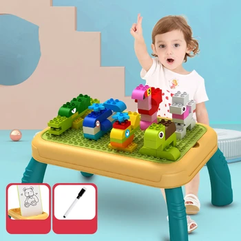 

Big Size Building Blocks Tables Multi-functional Drawing Board Table With Pen Children Learning Storage Desk Kids Toys Gift