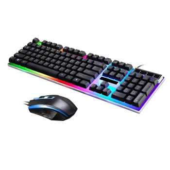 

Durable Gaming Keyboard Mouse Set Comfortable USB Wired Backlit Colorful Rainbow Mouse Keyboard Kit For Home Office