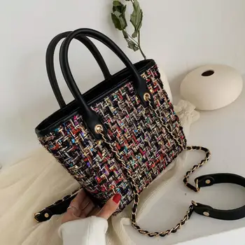 

Elegant Female Tote bag 2019 Fashion New High Quality Wool Women's Designer Handbag High capacity Chain Shoulder Messenger Bag