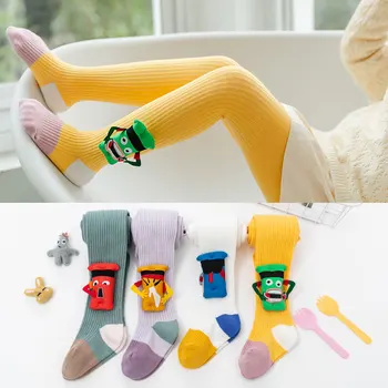 

2020 Spring Autumn New Kids Pantyhose High Qualitykid Cotton Solid Color Thick Cartoon Jewelry Baby Wild Pantyhose 1-9yeas