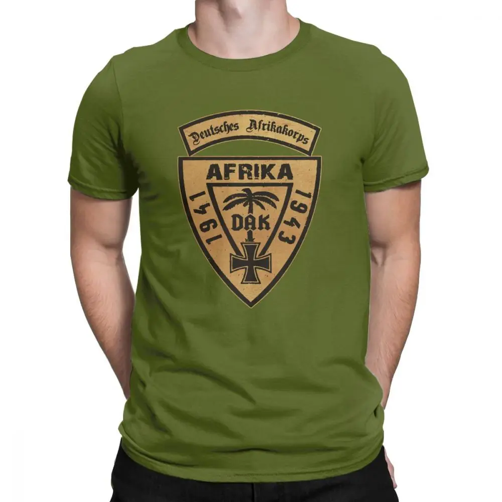 Wehrmacht футболка для мужчин Slim Fit с круглым вырезом хлопковая Футболка DAK Deutsches AfrikaKorps Африка 1941-43 футболки с графическим принтом Одежда - Цвет: Армейский зеленый