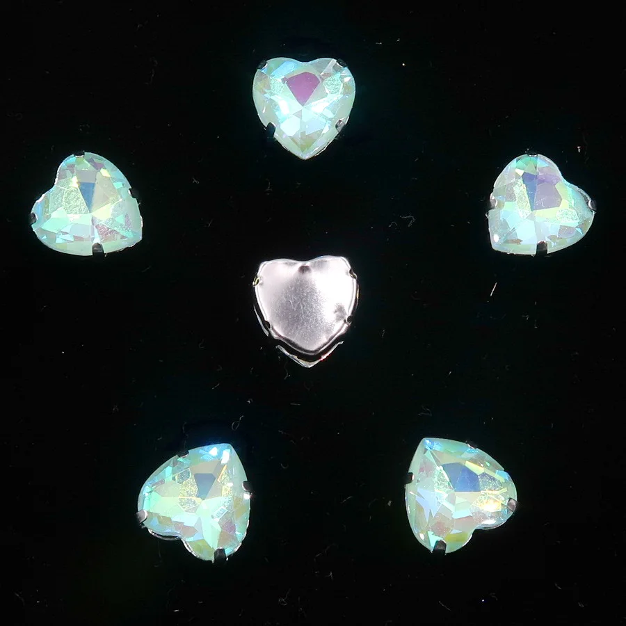 A31 Peridot AB 20 шт/уп, серебряные украшения в виде когтей, желе, конфета, стекло, кристалл, 10 мм, в форме сердца, пришитые стразы, бусины для свадебного платья, сумок, обуви, сделай сам, отделка - Цвет: A31 Peridot AB