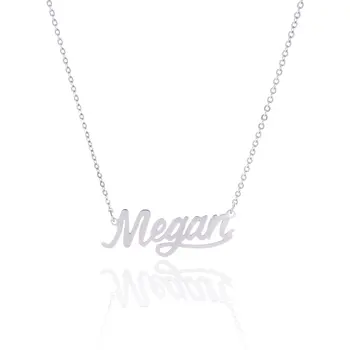 

2020 Silver English Name Necklace Customized Nameplate Birthday Stainless Steel Engraving Gift Personalized Jewelry Hot