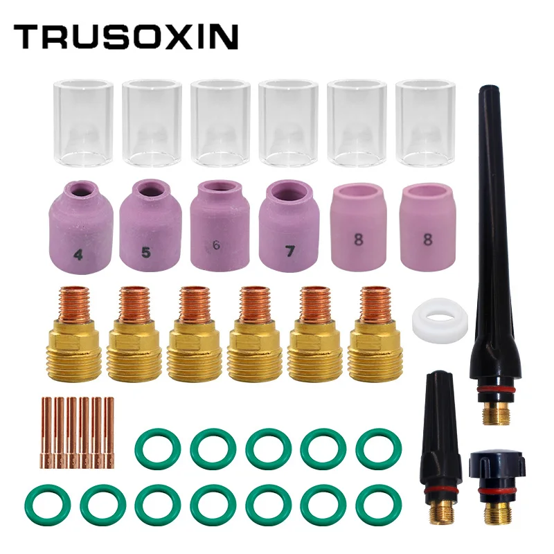 40pcs/Lot TIG Welding Kit Torch Collet Gas Lens Pyrex Glass Cup Practical Welding Accessories for WP-9/20/25