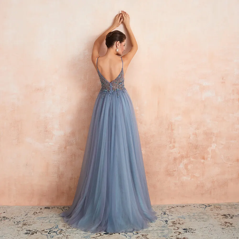Robe de Soiree, синее длинное вечернее платье, сексуальное платье с открытой спиной, а-силуэт, с кристаллами, вечерние платья, Vestido de Festa, Longo