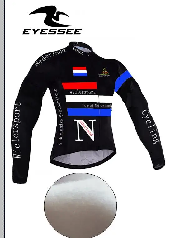 Eyessee брендовая Зимняя Теплая Флисовая велосипедная одежда Ciclismo netherland Велоспорт Джерси комплект флисовая с длинным рукавом велосипедная одежда - Цвет: Jersey