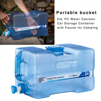 

24L PC Water Canister Car Storage Container with Faucet for Camping