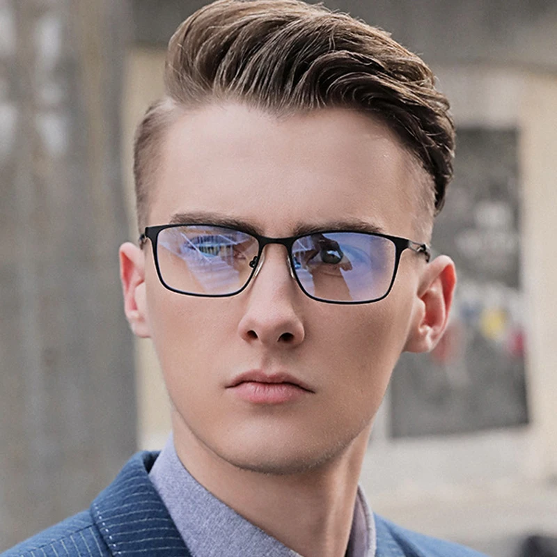 Mizho Montatura In Metallo Occhiali Anti-Blu Uomo Business Retro Blocking Glare Occhiali Da Computer Montature Da Vista Filtraggio Protect