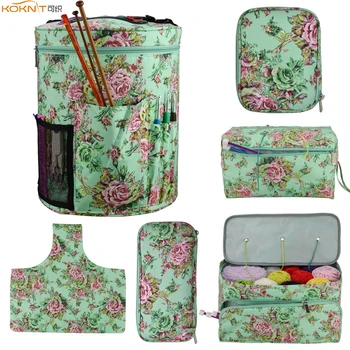 

KOKNIT Woolen Yarn Storage Bag Home Crochet Hooks Knitting Needles Yarn Storage Case DIY Sewing Kit Bag For Women Travel Bag