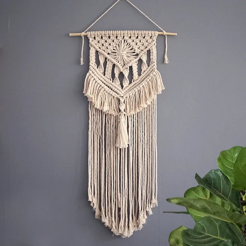 B Macrame настенный гобелен из хлопчатобумажной веревки ручной Плетеный абажур электросчетчик настенный светильник для гостиной, спальни, гобелены богемное украшение - Цвет: B