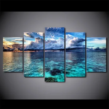 

5pcs Canvas Print Picture Home Decor Wall Art Landscape Blue Seascape Beach Canvas Print Painting Art Aisle Living Room