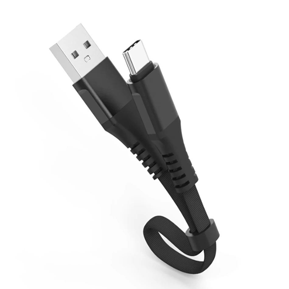 2.4A Быстрая зарядка портативный USB кабель type C Micro кабель нейлоновая оплетка type-C короткое USB зарядное устройство для samsung S9 S8 S7 0,3 м провод - Цвет: Type C Black