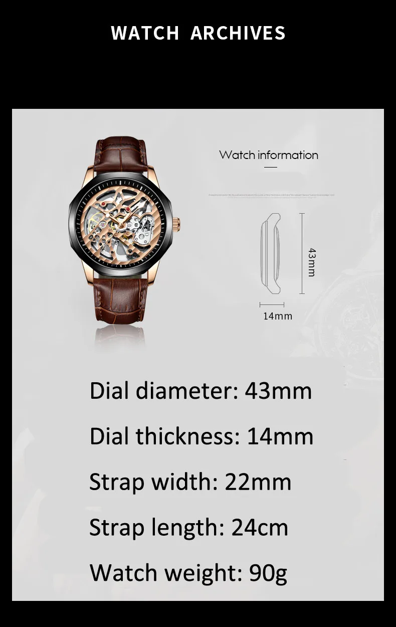 AILANG Luxury Skeleton Automatic Mechanical Mens Sports Men es Leather Strap_voghion.com