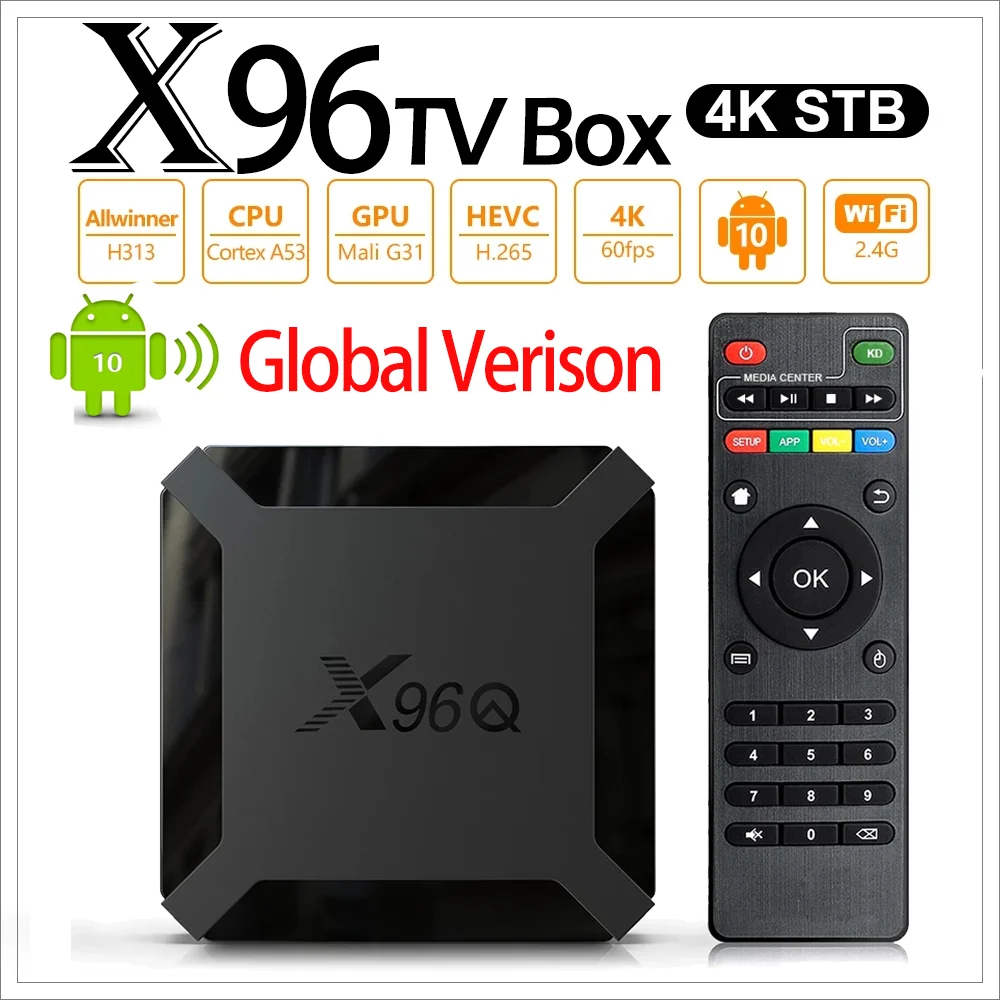 X96Q Android Smart TV Box Android 10.0 Allwinner H313 Quad Core ARM