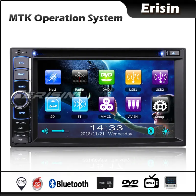 Erisin UK Warehouse 790 6 2 &quotдвойной Din GPS TNT Bluetooth 3G DVR USB RDS универсальный автомобильный
