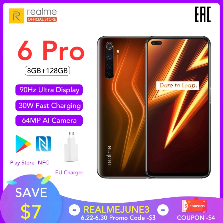 Realme 6 Pro 8 ГБ ОЗУ 128 Гб ПЗУ мобильный телефон 6Pro Snapdragon 720G 30 Вт флэш зарядка 4300 мАч аккумулятор 64 мп камера двойная селфи камера|Смартфоны и мобильные телефоны|   | АлиЭкспресс