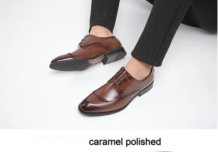 Обувь с полированным носком; обувь карамельного цвета; свадебные туфли из коровьей кожи; Классический дизайн; мужская обувь на плоской подошве со шнуровкой; zy632