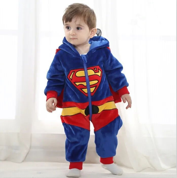 Super Man Детская осенняя одежда для мальчиков и девочек; комбинезоны с животными; комбинезон для малышей; домашний костюм мультфильм зимняя Пижама; костюм на Хэллоуин; комбинезон - Цвет: Super Man